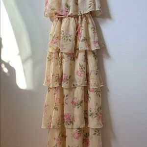 Yellow/ pink floral spring/summer tank style long dress